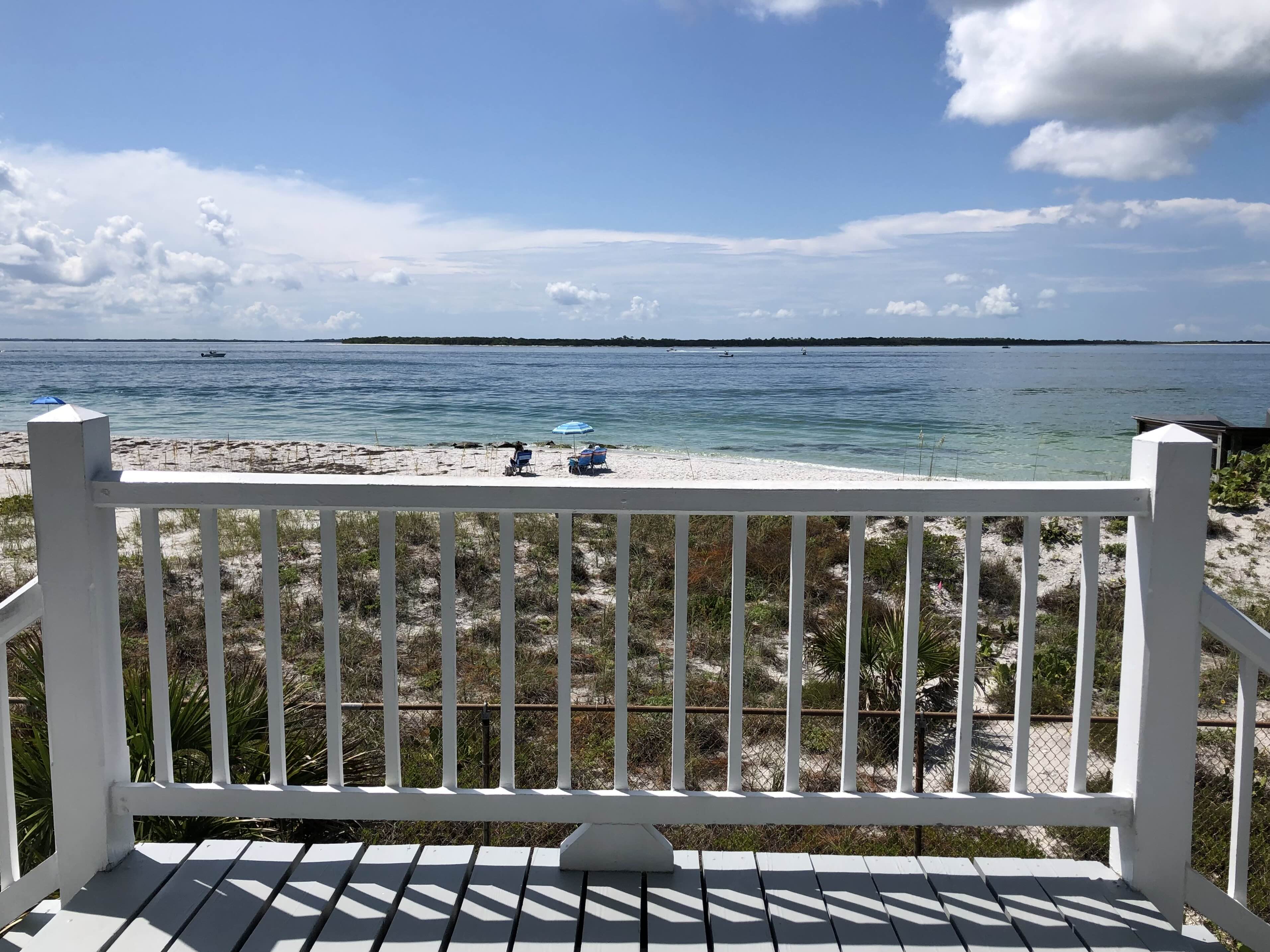 Wide natural shoreline and blue water near Gasparilla Island
